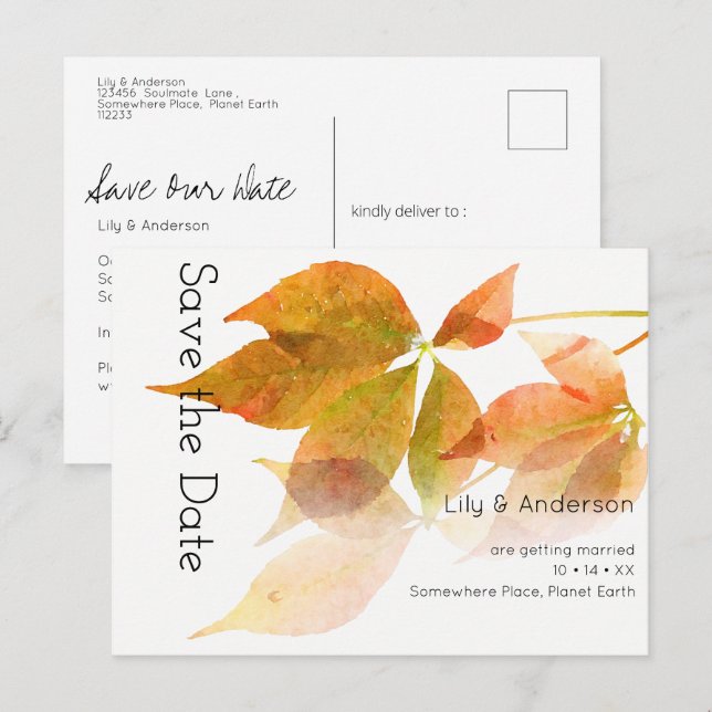 Schöne, moderne, farbenfrohe Herbstlaube | weiß Postkarte (Vorne/Hinten)
