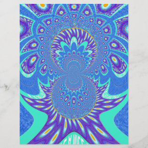 Schöne moderne Kyan Blue Batik Kaleidoskop Kunst