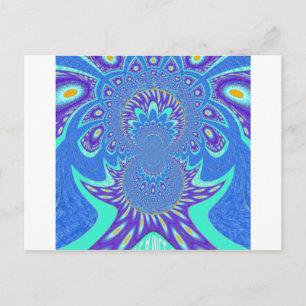 Schöne moderne Kyan Blue Batik Kaleidoskop Kunst Postkarte