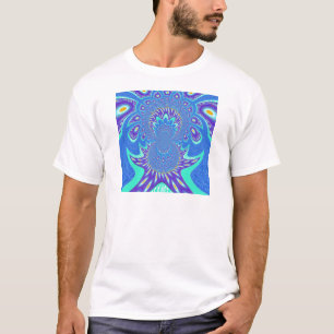 Schöne moderne Kyan Blue Batik Kaleidoskop Kunst T-Shirt