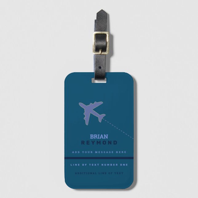 Schöne moderne maskuline Blaue Luft Reisen Gepäckanhänger (Vorderseite Vertikal)