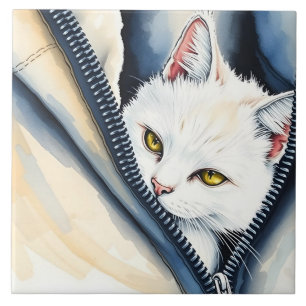Schöne, moderne Niedliche Aquarellkatze Fliese