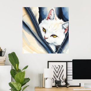 Schöne, moderne Niedliche Aquarellkatze Poster
