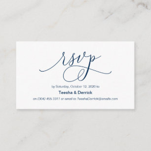 Schöne moderne Romantik Navy Tinte, Wedding RSVP Begleitkarte