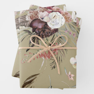 Schöne moderne Salbeigrüne Blumenmuster-Geschenke Geschenkpapier Set