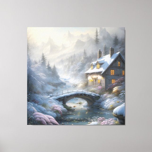 Schöne moderne Schneewinterlandschaft Leinwanddruck (Vorderseite)