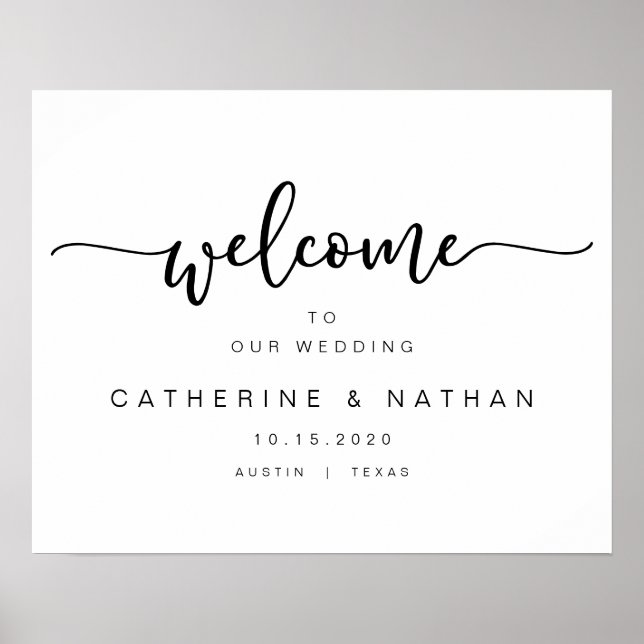 Schöne, moderne schwarze Schrift, Begrüßung Poster (Vorne)