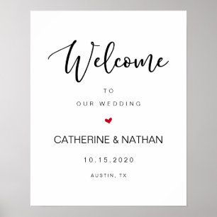 Schöne moderne schwarze Schriftart, Hochzeitsbegrü Poster
