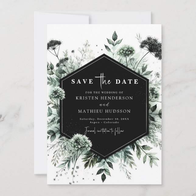 Schöne moderne Typografie - Grüne Hochzeit Save The Date (Vorderseite)