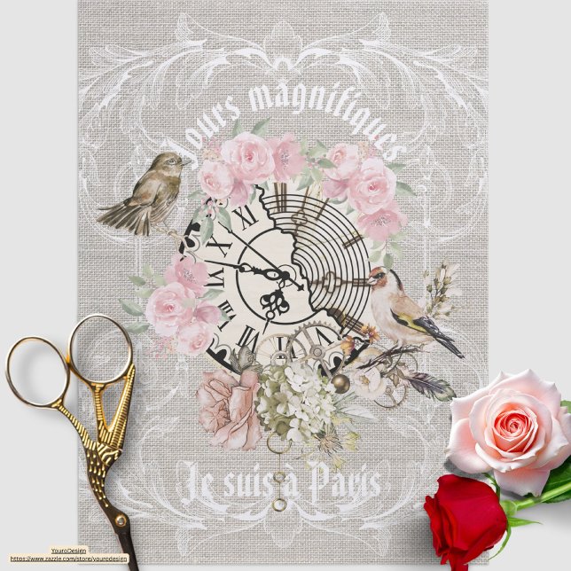Schöne moderne Vintage Textur Rose Frankreich Seidenpapier (Von Creator hochgeladen)