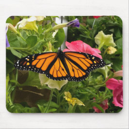 Schöne Monarch Butterfly Spread Wings Petunia Mousepad