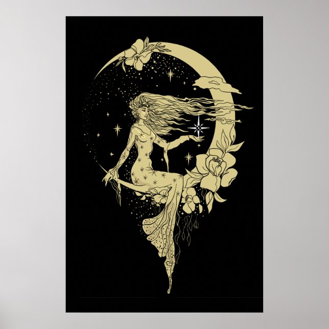 Schöne Mondstars Deko Illustration (Vorne)