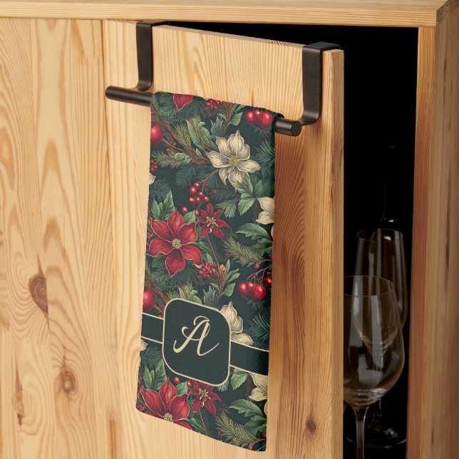 Schöne monogramm Weihnachtsspielerei Geschirrtuch (Drittel gefaltet)