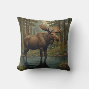 Schöne Moose-boho Waldlandschaft Kissen
