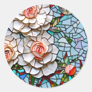 Schöne Mosaik-Buntglas- und Fliesenkunst  Runder Aufkleber
