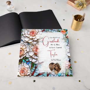 Schöne Mosaik-Hochzeit aus Glas und Tile Gästebuch