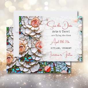 Schöne Mosaik-Hochzeit aus Glas und Tile Save The Date