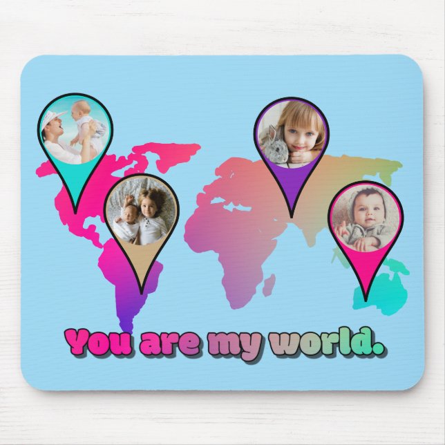 Schöne Multicolor-Weltkarte FotoCollage Mousepad (Vorne)