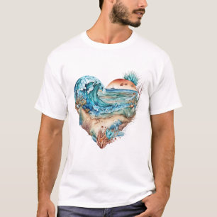 Schöne Muscheln am Strand Sand Waves T-Shirt