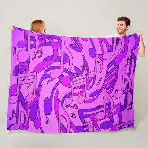 Schöne Musik Fröhliche Noten Lila Pink Fleecedecke