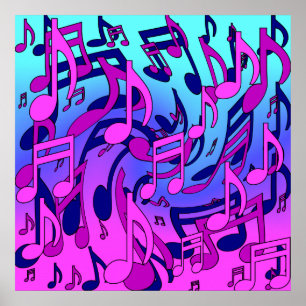 Schöne Musik Fröhliche Noten Lila Pink Poster