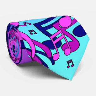 Schöne Musik Lebendige Noten Aqua Blau Lila Rosa Krawatte