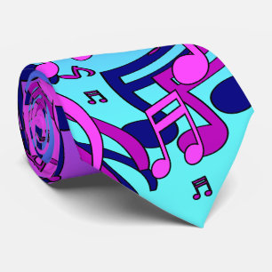 Schöne Musik Lebendige Noten Aqua Blau Lila Rosa Krawatte