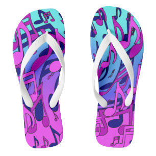Schöne Musik Lebendige Noten Pink Lila Blau Aqua Flip Flops