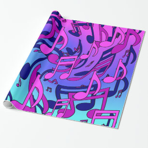 Schöne Musik Lebendige Noten Pink Lila Blau Aqua Geschenkpapier