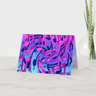 Schöne Musik Lebendige Noten Pink Lila Blau Aqua Karte
