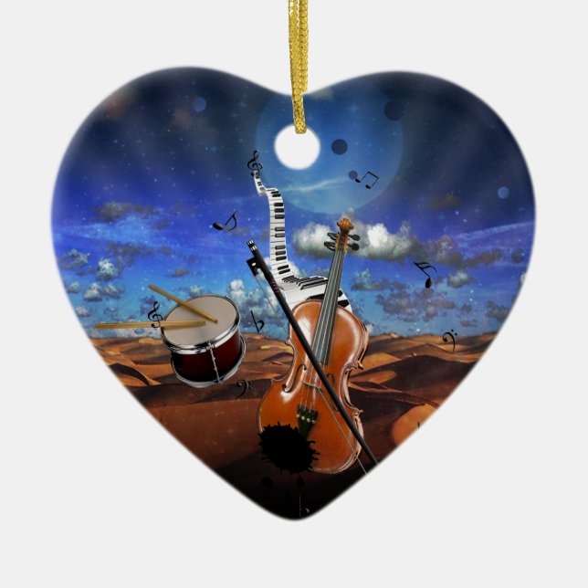 Schöne Musiknoten Geige Spritzer Klaviertrommel Keramik Ornament (Vorne)