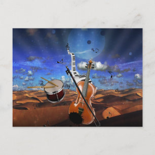 Schöne Musiknoten Geige Spritzer Klaviertrommel Postkarte