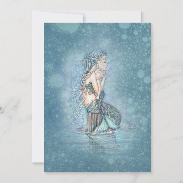 Schöne Mutter und Baby Mermaid Babydusche Einladung (Vorderseite)