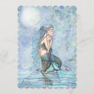 Schöne Mutter und Baby Mermaid Babydusche Einladung