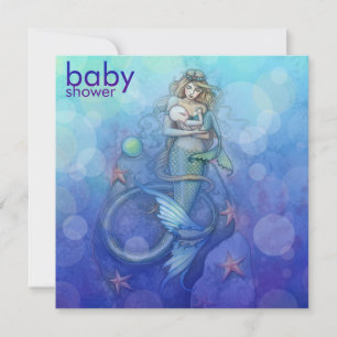 Schöne Mutter und Baby Mermaid Babydusche Einladung