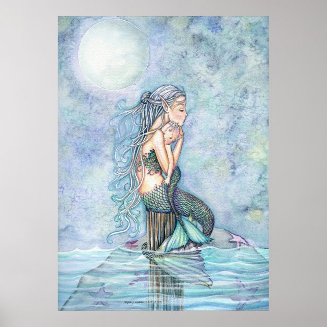 Schöne Mutter und Baby Mermaid Poster (Vorne)