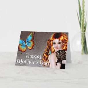 Schöne Muttertagskarte für Redhead & Butterfly Karte