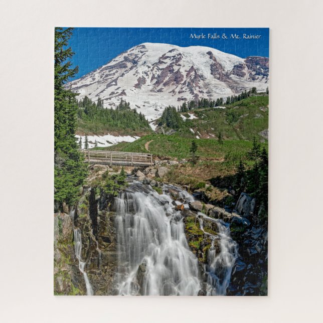 Schöne Myrtle Falls & Mount Rainier Puzzle (Vertikal)