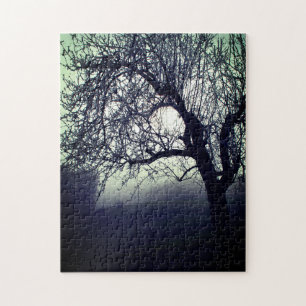 Schöne mystische Alte Bäume Foggy Landschaftsbaume Puzzle