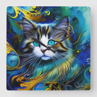 Schöne Mystische Katze in Blues und Golden