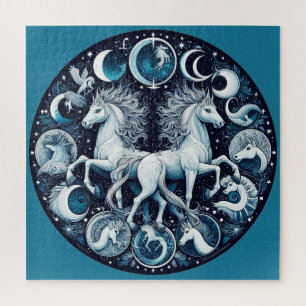 "Schöne mystische Pferde" 15 Puzzle