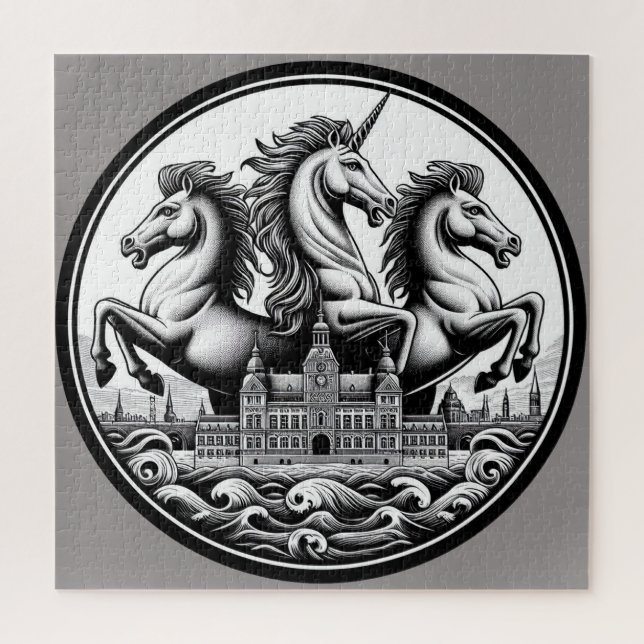 "Schöne mystische Pferde" 17 Puzzle (Vertikal)