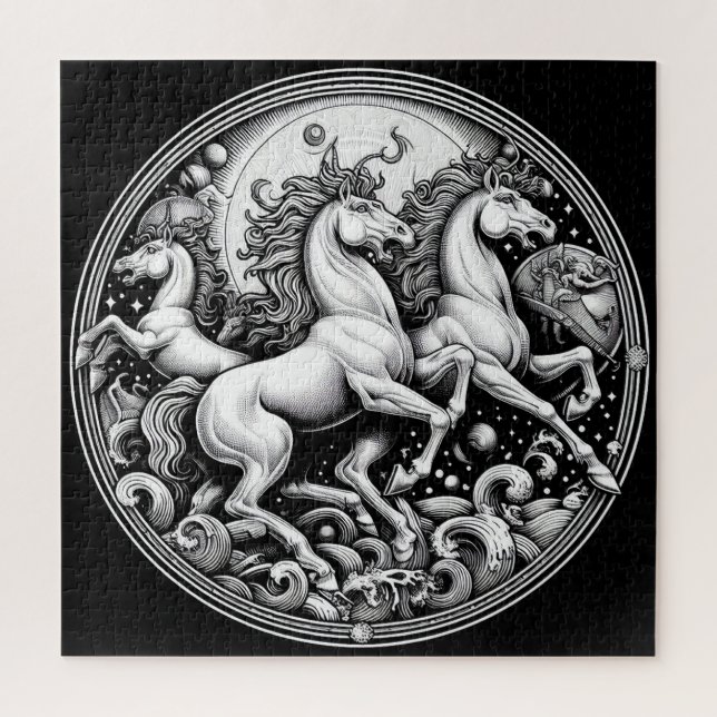 "Schöne mystische Pferde" 18 Puzzle (Vertikal)