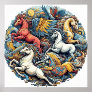 "Schöne mystische Pferde" 24 Poster