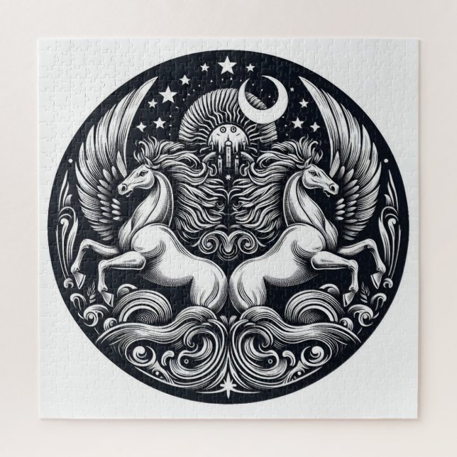 "Schöne mystische Pferde" 29 Puzzle (Vertikal)