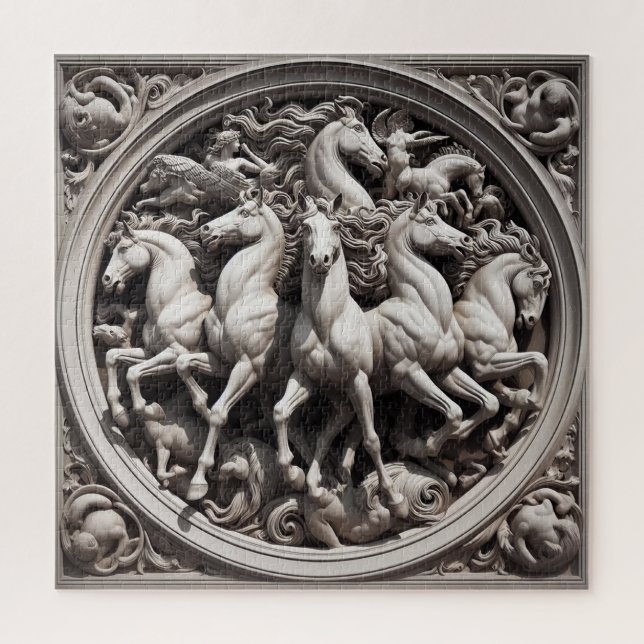 "Schöne mystische Pferde" 34 Puzzle (Vertikal)