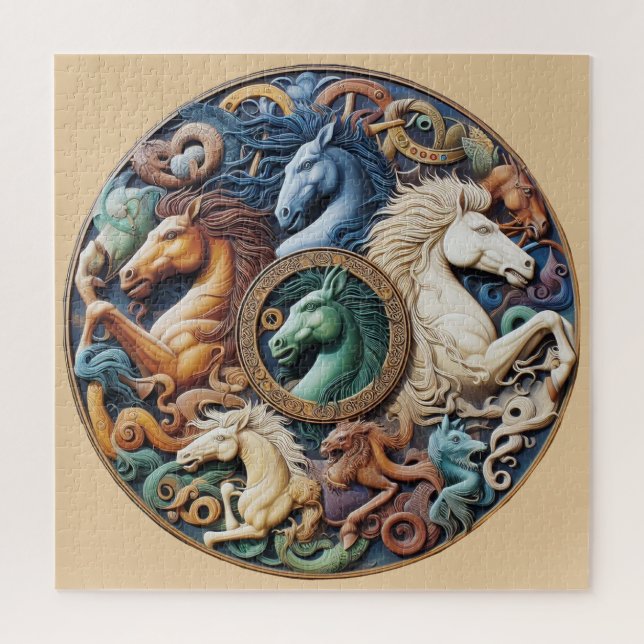 "Schöne mystische Pferde" 39 Puzzle (Vertikal)