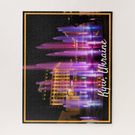 Schöne Nachtansicht Kiew Ukraine Puzzle