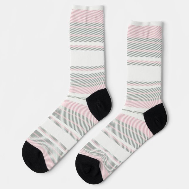 Schöne nahtlose Streifen staubgrau rosa weiß Socken (Linkes Detail)