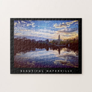 Schöne Naperville - Lake Reflection on Sunset Puzzle